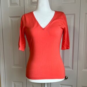 Express Coral V-Neck Top (L)